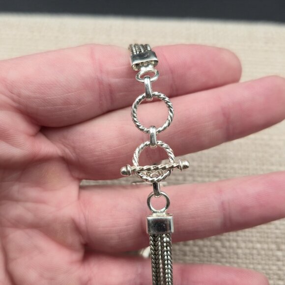 7.5-8 Inch Sterling Silver Triple Mystic Quartz Gemstone Chain Bracelet B872 - Picture 6 of 9